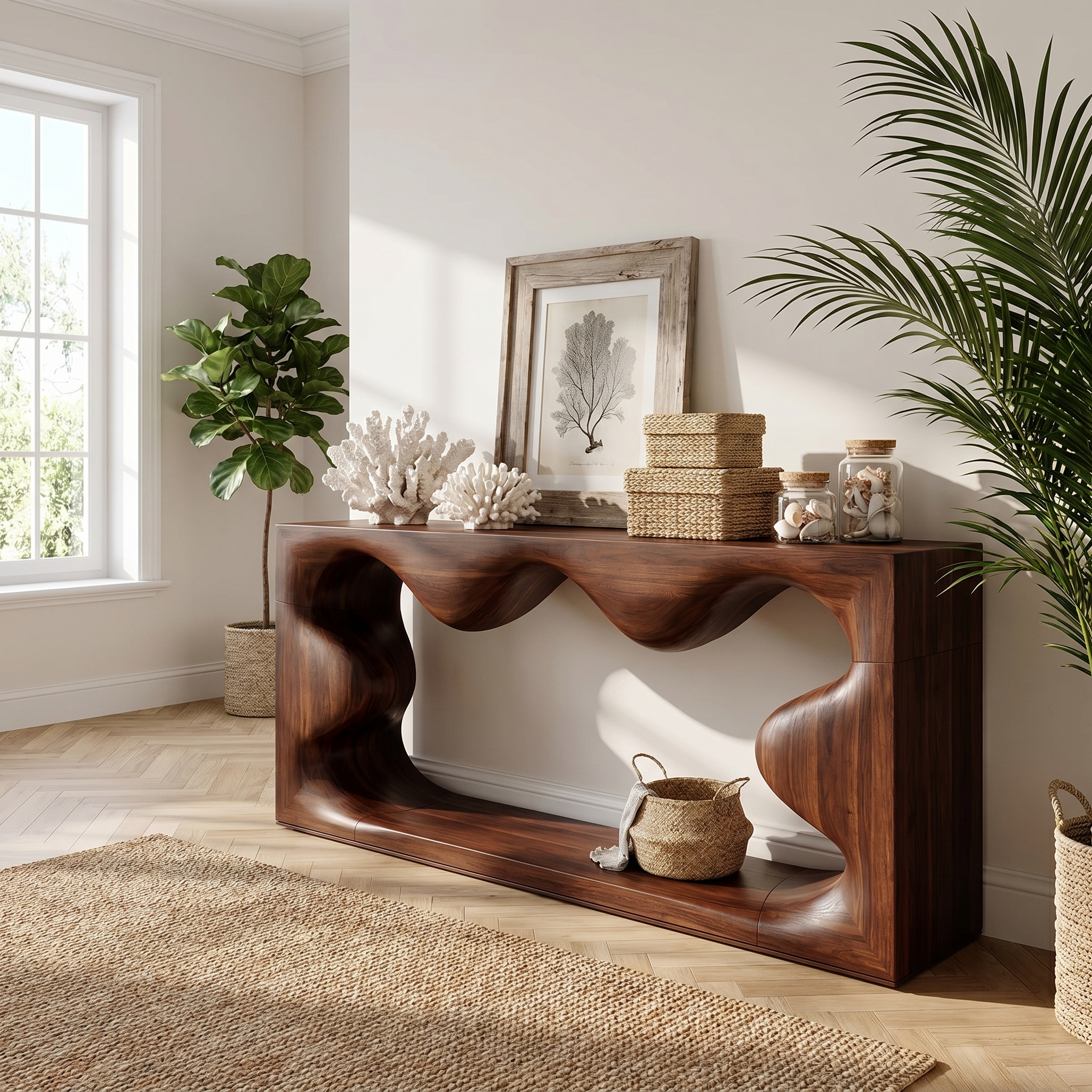 Midcentury Curved Console table Living Room