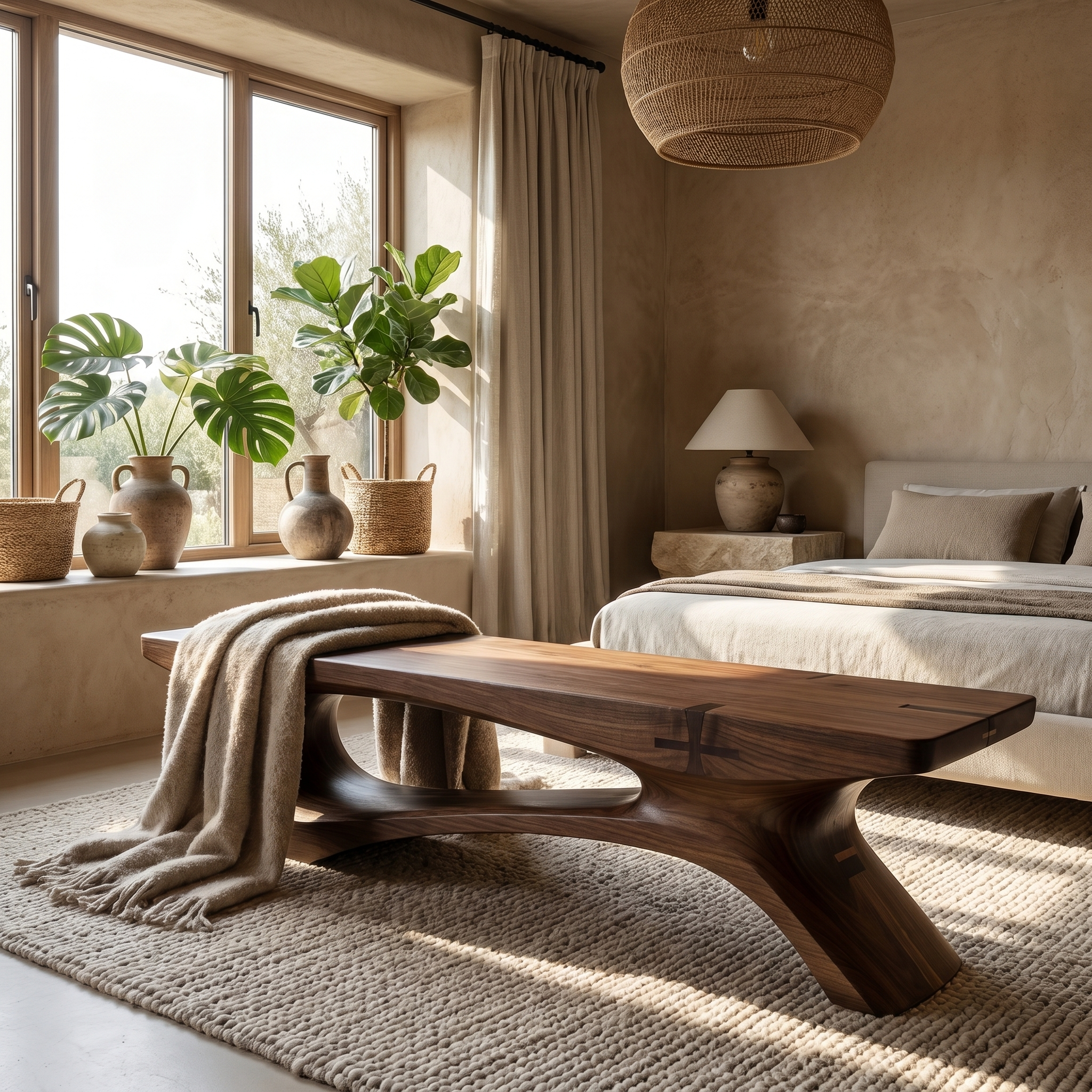 Rustic Contemporary Void Bench For Entryway And Interior