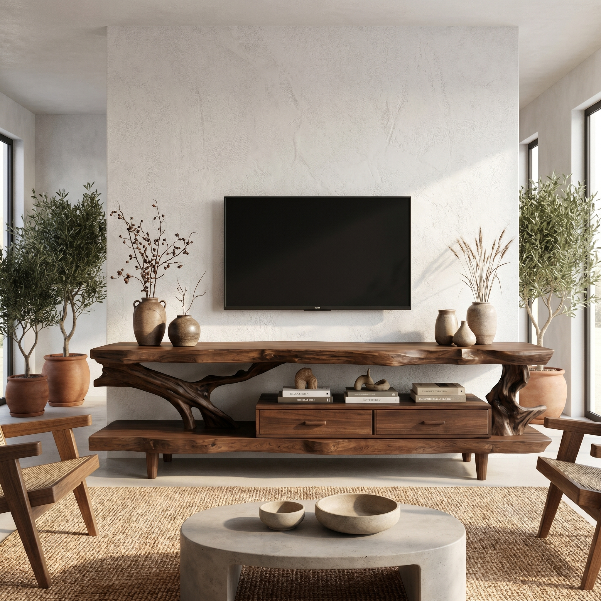 Rustic TV Stand For Living Room And Home Interior