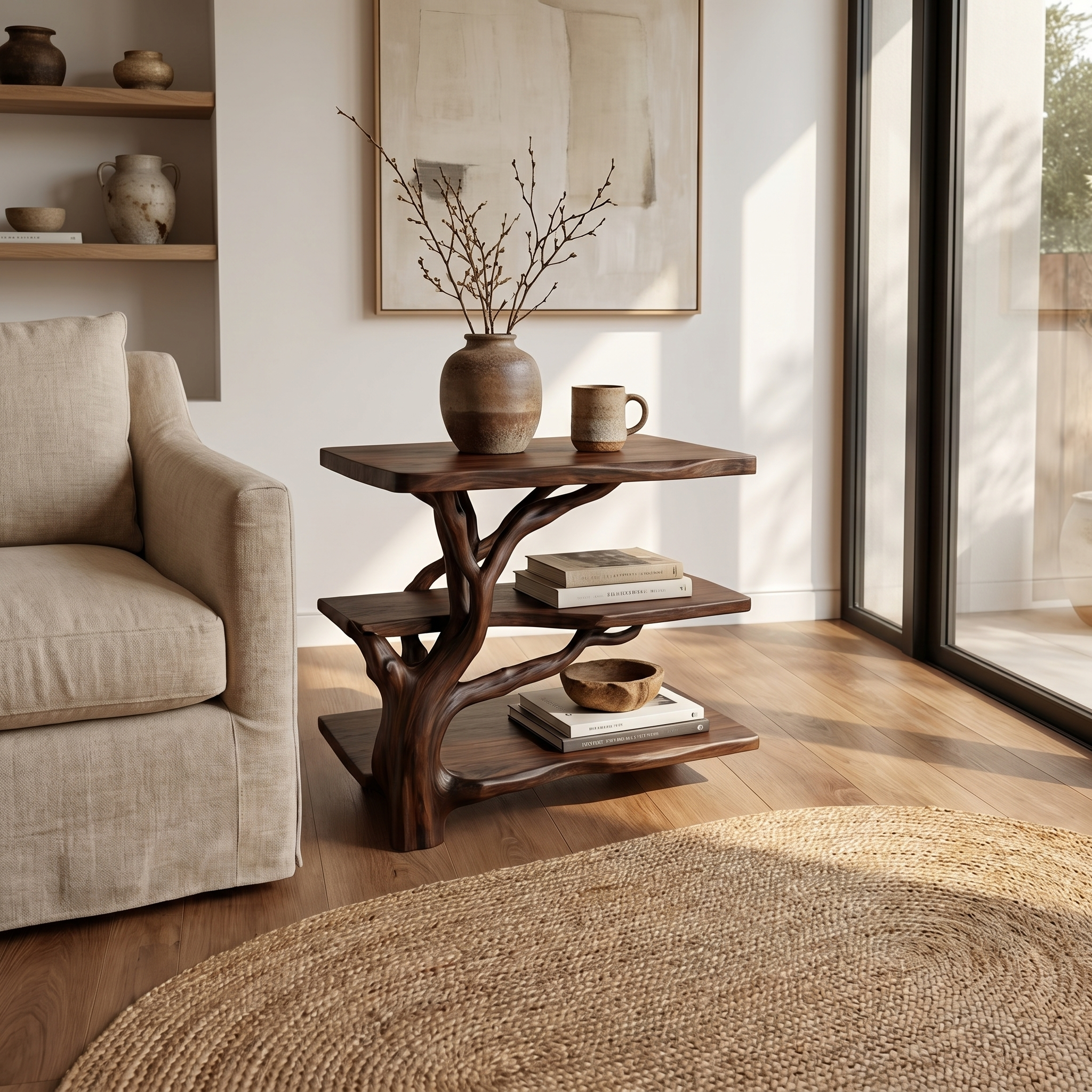 Rustic Tree Bedside Table Bedroom
