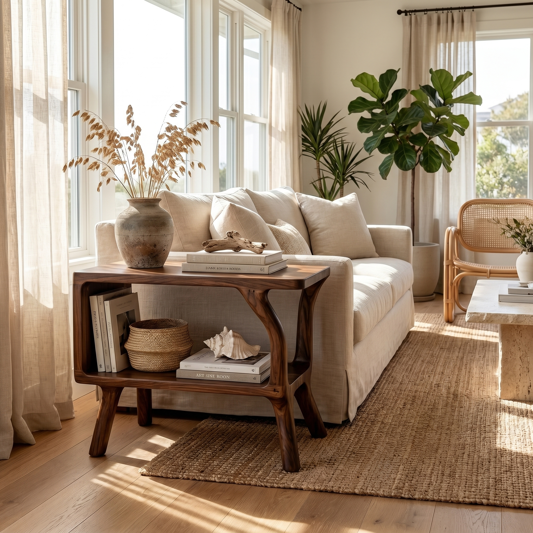 Free Standing Rustic Side Table Living Room