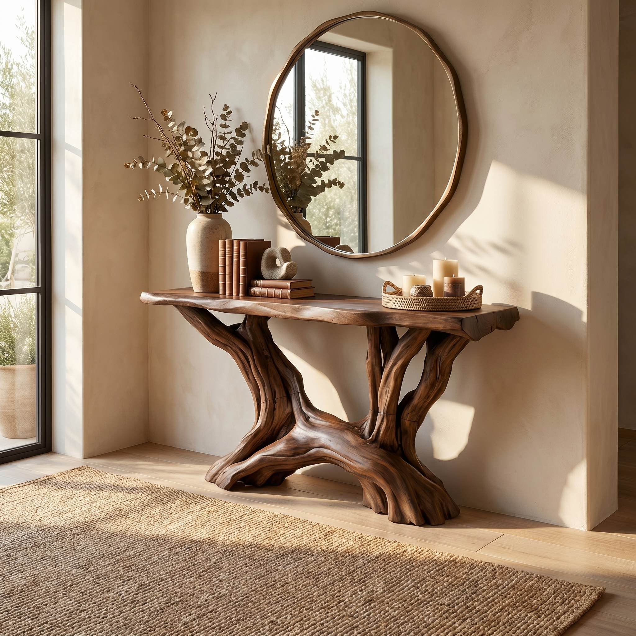 Coastal Rustic Organic Console Table Living Room And Entryway