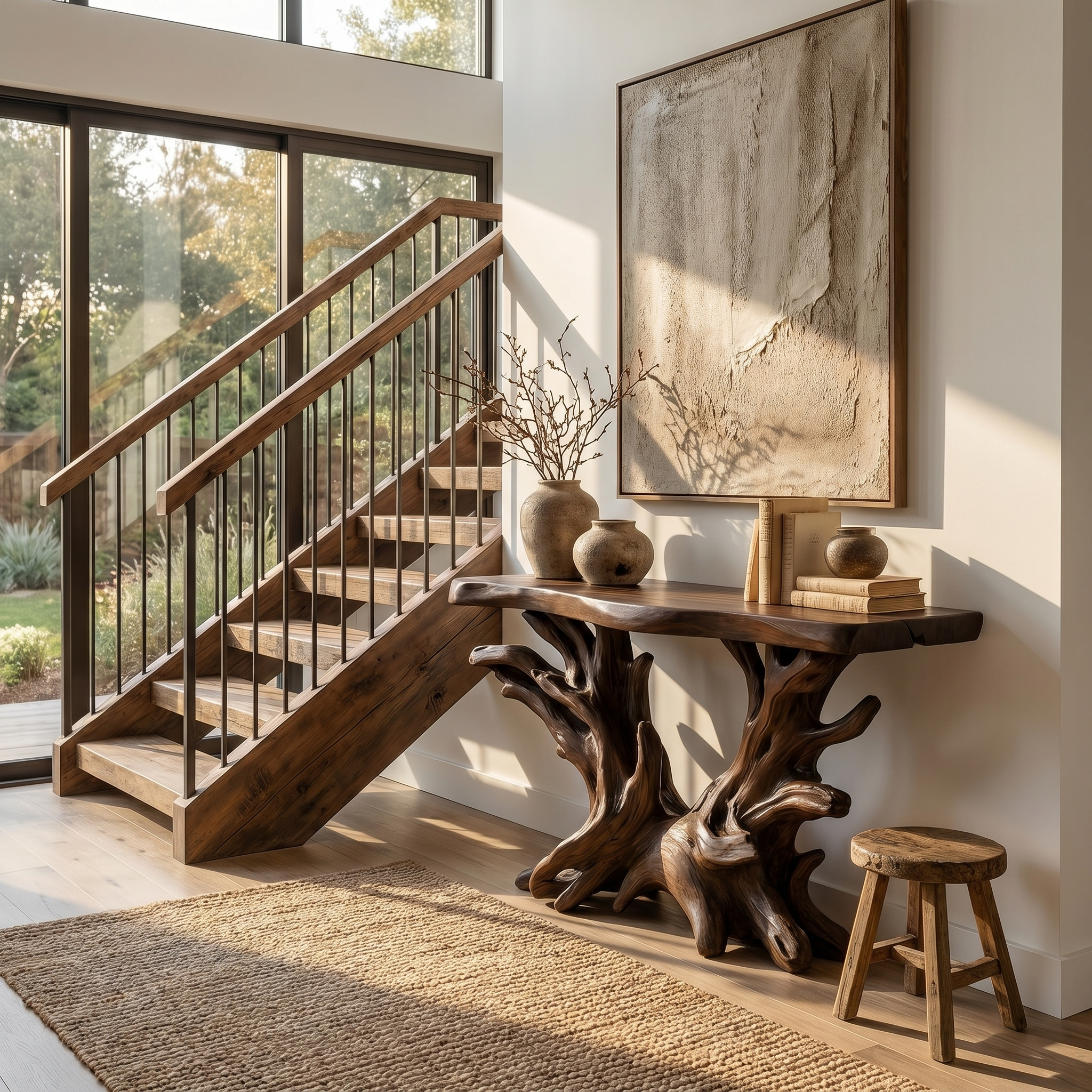 Coastal Rustic Organic Console Table Living Room And Entryway