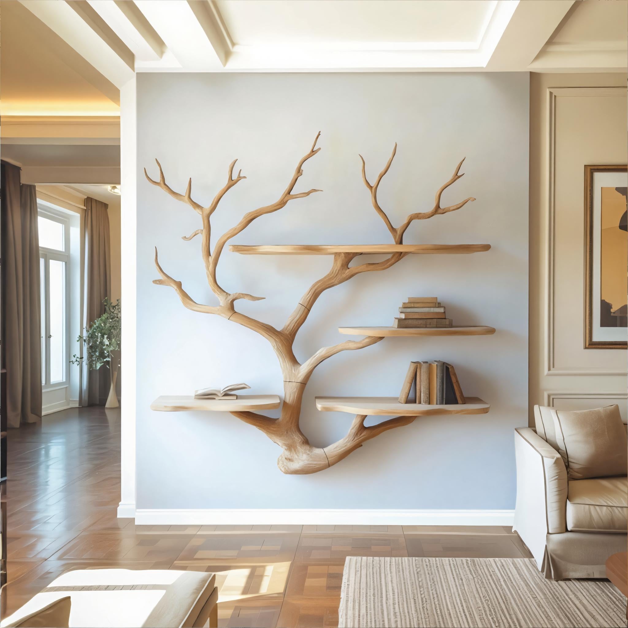 Sculptural Tree Wall Shelf Living Room And Studio
