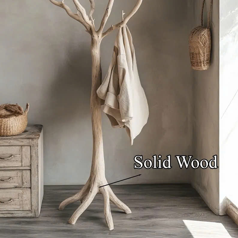 Coat Rack Wood Standing Tree Branch Decorative Hooks