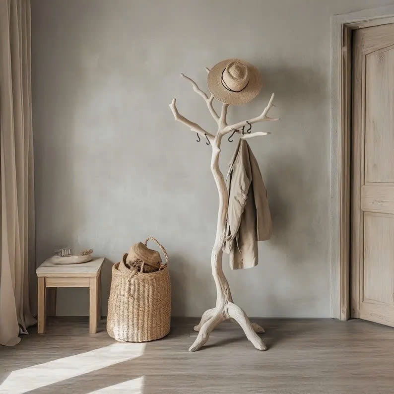 Clothes Rack Standing Tree Branch Hooks Mid Century