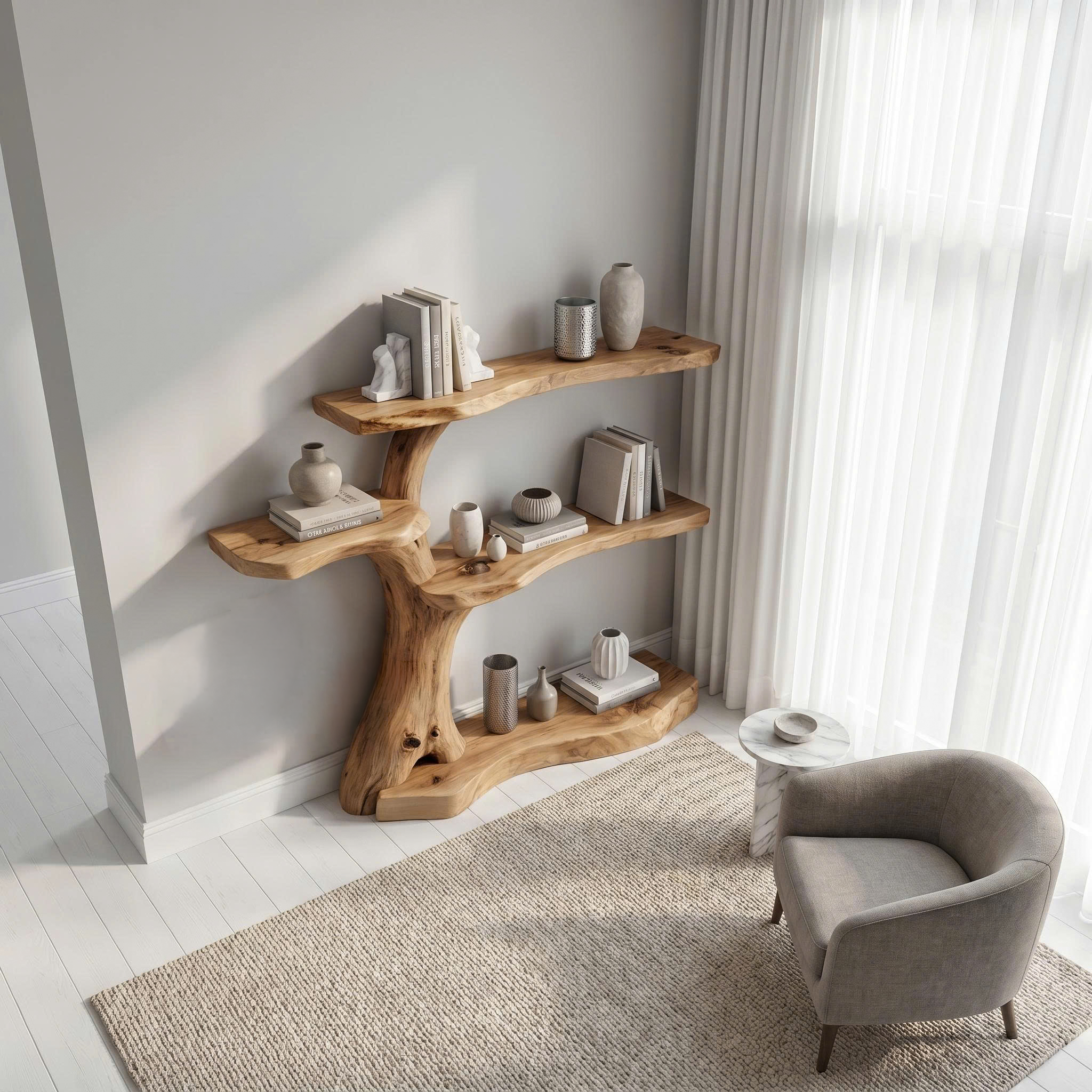 Rustic Corner Tree Bookshelf Kids Room Nursery