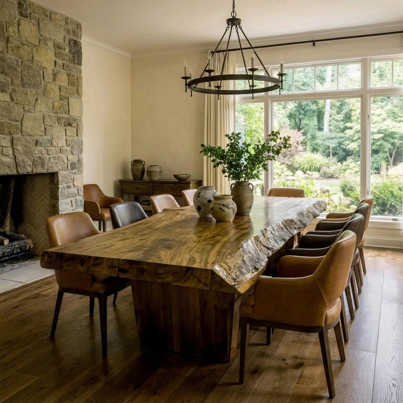 Mid Century Live Edge Table Dining Room