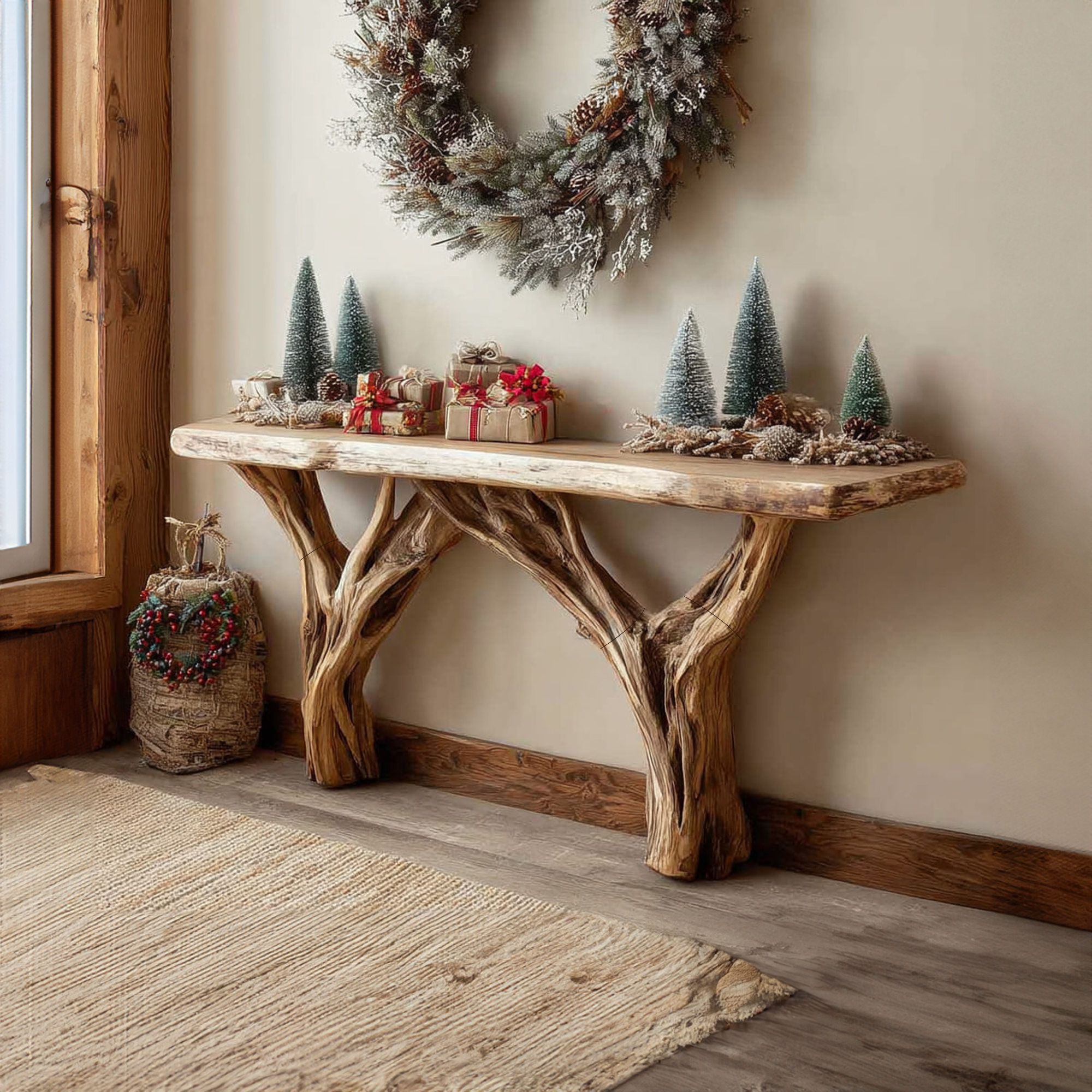 Rustic Console Table Entryway Holiday Decor